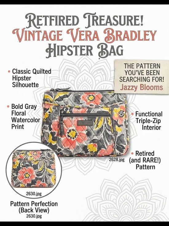 Vera Bradley Handbags - Vera Bradley Retired Jazzy Blooms Quilted Hipster Bag
